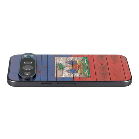 Haiti Flag Dark Wood Google Pixel 9 Pro Skin